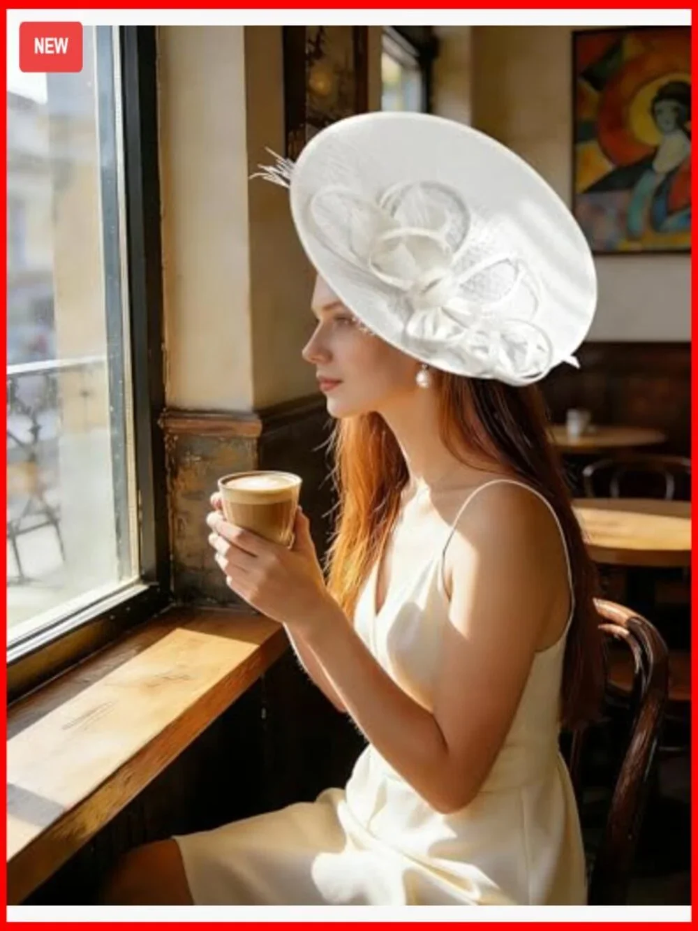 Elegant Women's Fascinator Hat with Flower Feathers Headband for Wedding Derby